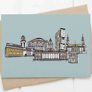 Leeds skyline punti di riferimento carta blu