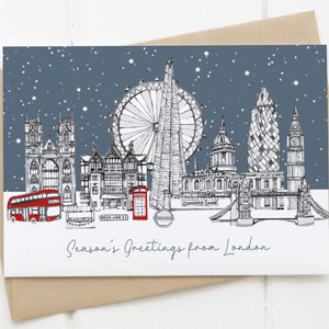 Tarjeta de Navidad Skyline de Londres Landmarks