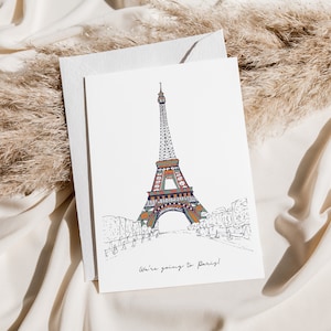 Carte Paris voyage surprise - Carte We'r going to Paris - Carte personnalisée