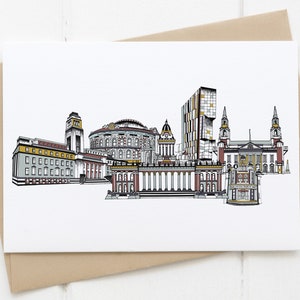 Leeds skyline landmarks kaart wit