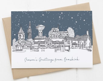 Ormskirk christmas card - Ormskirk skyline