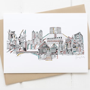 Carta dei punti di riferimento dello skyline di York nel Regno Unito