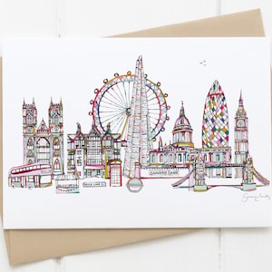 Cartão de horizonte de pontos turísticos de Londres
