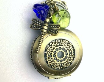 Pocket Watch Necklace - Watch Fob Necklace - Dragonfly Pocket Watch - Pocket Watch for Girl - Gift For Her - Watch Fob - Fob Watch