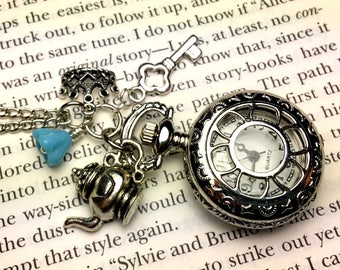 Alice in Wonderland Inspired Pocket Watch Necklace - Literature Pocket Watch - Book Club Gift For Her - Alice in Wonderland - Wonderland