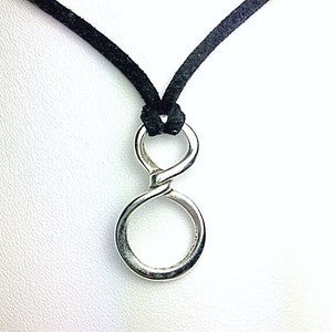 Infinity Pendant - Faux Suede Necklace - Twist Infinity - Black Suede - Black Faux Leather - Black Necklace - Sporty Spice - Unixex Gift