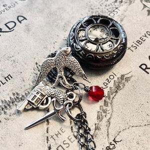 Six of Crows Inspired Pocket Watch Necklace - Grisha Series Inspired - Shadow and Bone Inspired - Grishaverse - Watch Fob - Book Club