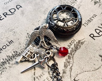 Six of Crows Inspired Pocket Watch Necklace - Grisha Inspired - Shadow and Bone Inspired - Grishaverse - Watch Fob - Book Club Gift