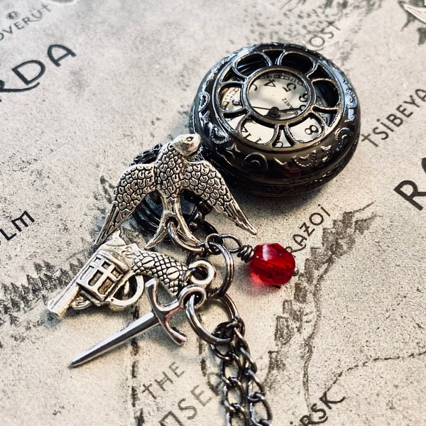 Six of Crows Inspired Pocket Watch Necklace - Grisha Inspired - Shadow and Bone Inspired - Grishaverse - Watch Fob - Book Club Gift