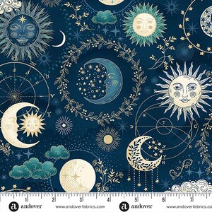 Makower Fabrics の Luna Blue メインプリント MU-071-B