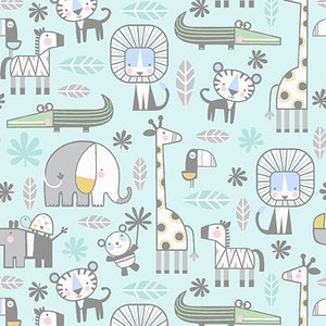 Snuggle In The Jungle Flannel Turq. firmy Benartex 10442F-80