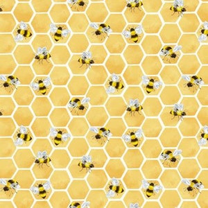 Buzzy Bee honey honeycomb and bees 947-49 by Henry Glass Fabrics