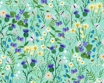 Springtime by Clothworks Y3771-33 Aqua wilde bloemen