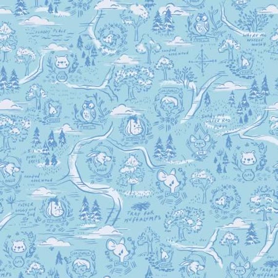 Aker Woods Map in Sky Blue Aker Woods Map in Sky Blue
