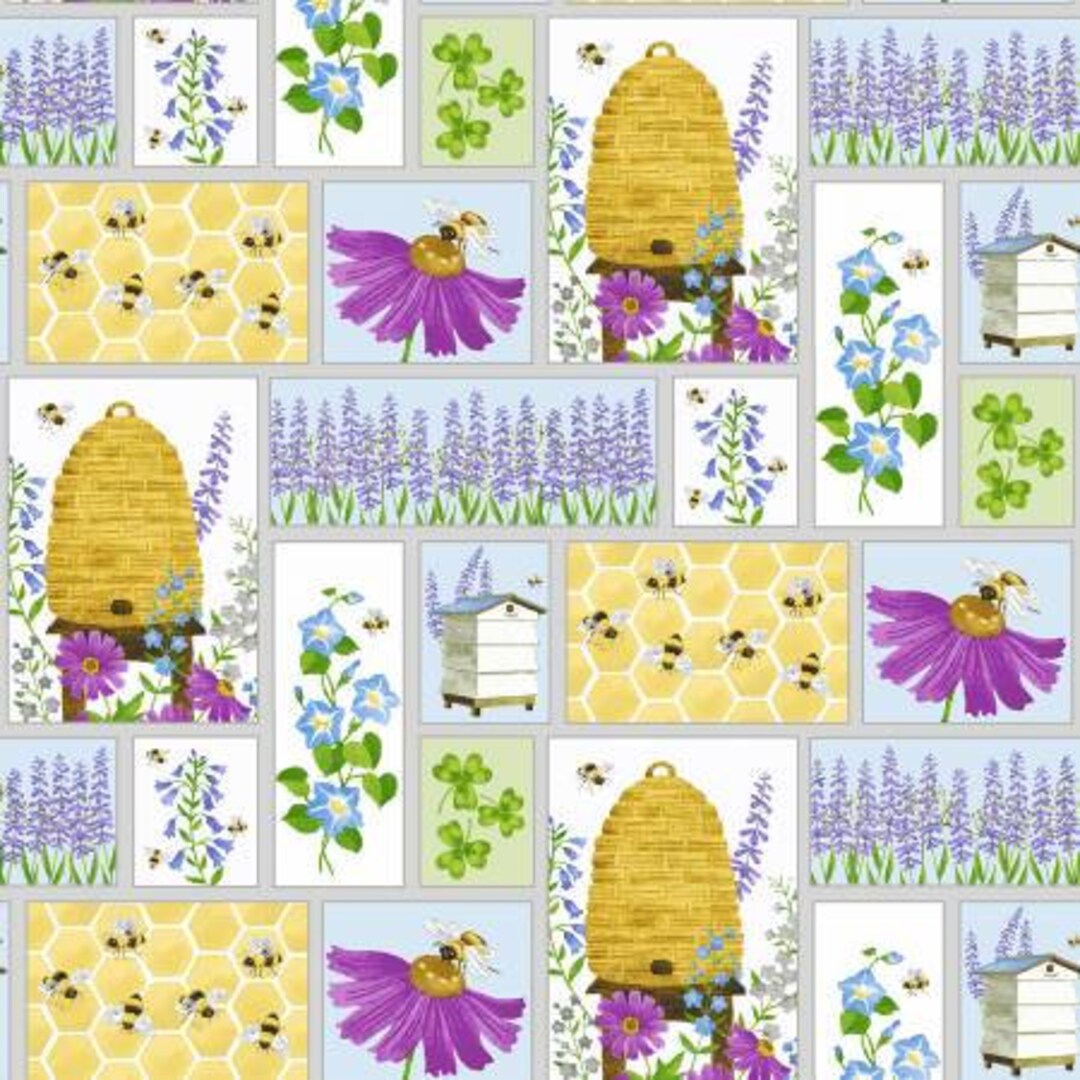 Patchword Bee Pattern Buzzy Bee multi patchwork 943-07 von Henry Glass Fabrics - Etsy.de