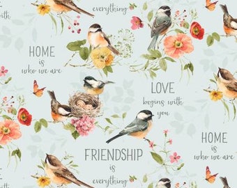 Blessed by Nature blue large all over birds 17811-427  by Wilmington Prints