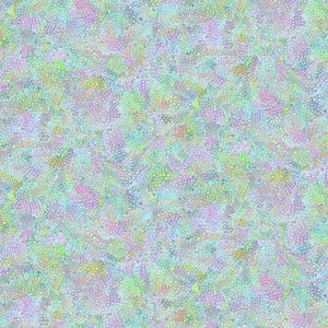 Puede incluir: Arte digital abstracto con un patrón repetitivo de pequeños círculos coloridos. El diseño presenta una paleta de colores pastel de azul claro, rosa, verde y amarillo, creando una apariencia texturizada y moteada. El efecto general es suave y visualmente complejo.