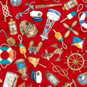 Smooth Sailing by Quilting Treasures Nautical Toss red 27161 R