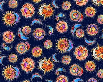 Celestial Magic by Laurel Burch lt navy suns Y3161-93