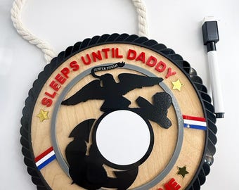 Marine Countdown Sign: Sleeps Until Daddy/Mommy Home - Military Family