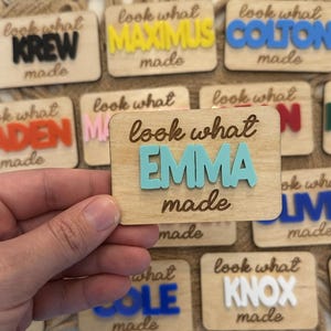 Custom Kid&#39;s Art Fridge Magnet: Baltic Birch Wood, Personalized Name