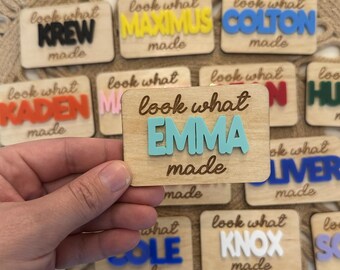 Look What I Made Fridge Magnet, Custom Kid's Art Display, Kid's Art Magnet