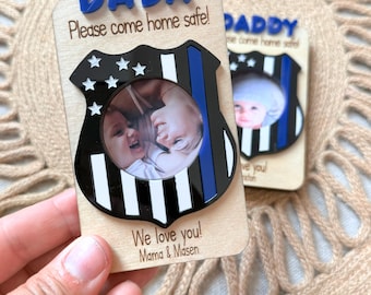 Police Officer Picture Frame| Locker Magnet | Gift for Police Officer | Personalized Gift For Dad | Father's Day Frame| Car Visor Clip