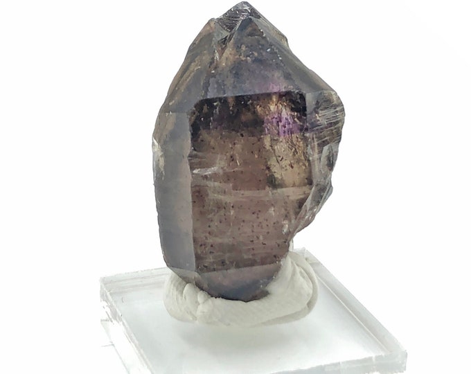 Double-Terminated Smoky Amethyst Point from Zimbabwe, Africa with base