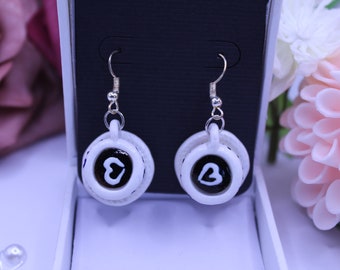 Coffee lovers' dream earrings/polymer clay gloss earrings/statement earrings/coffee cup earrings/dangle earrings