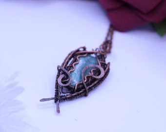 Pendentif enveloppé de fil / Collier enveloppé de fil / collier d’argent / collier de cuivre / sarcelle / turquoise