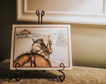 Horse, christmas card, winter, equine,christmas,sleigh ride ,horse and carriage