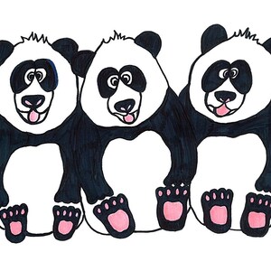 Panda Art Whimsical Panda Nursery Kid&#39;s room Decor Panda animal Children&#39;s Room Nursery Decor Panda Theme art Three Bears