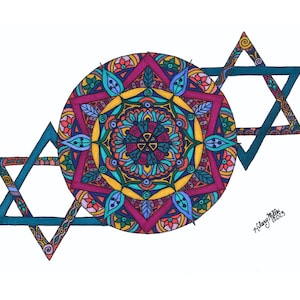 Jewish Mandala Judaica Wall Hanging Yoga Art Jewish Art Jewish Stars Magen David Star of David Art