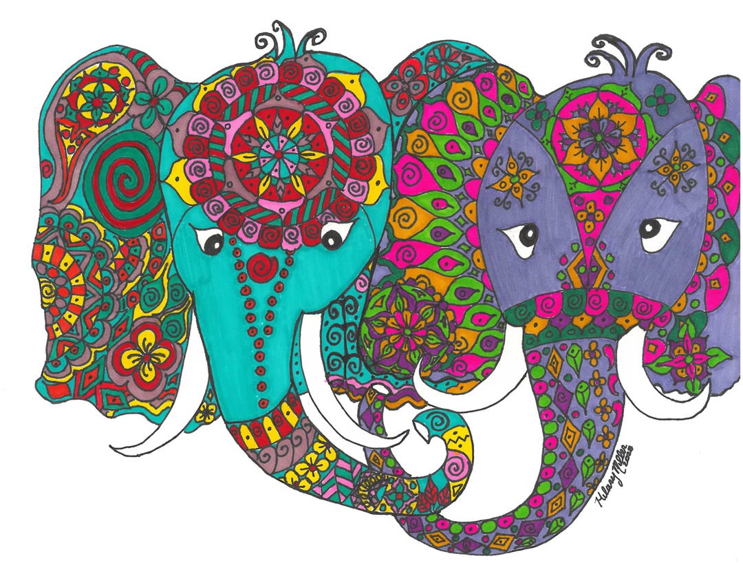Elephant Mandala - Elephant Hand Drawn Art - Boho Elephant - Unique ...