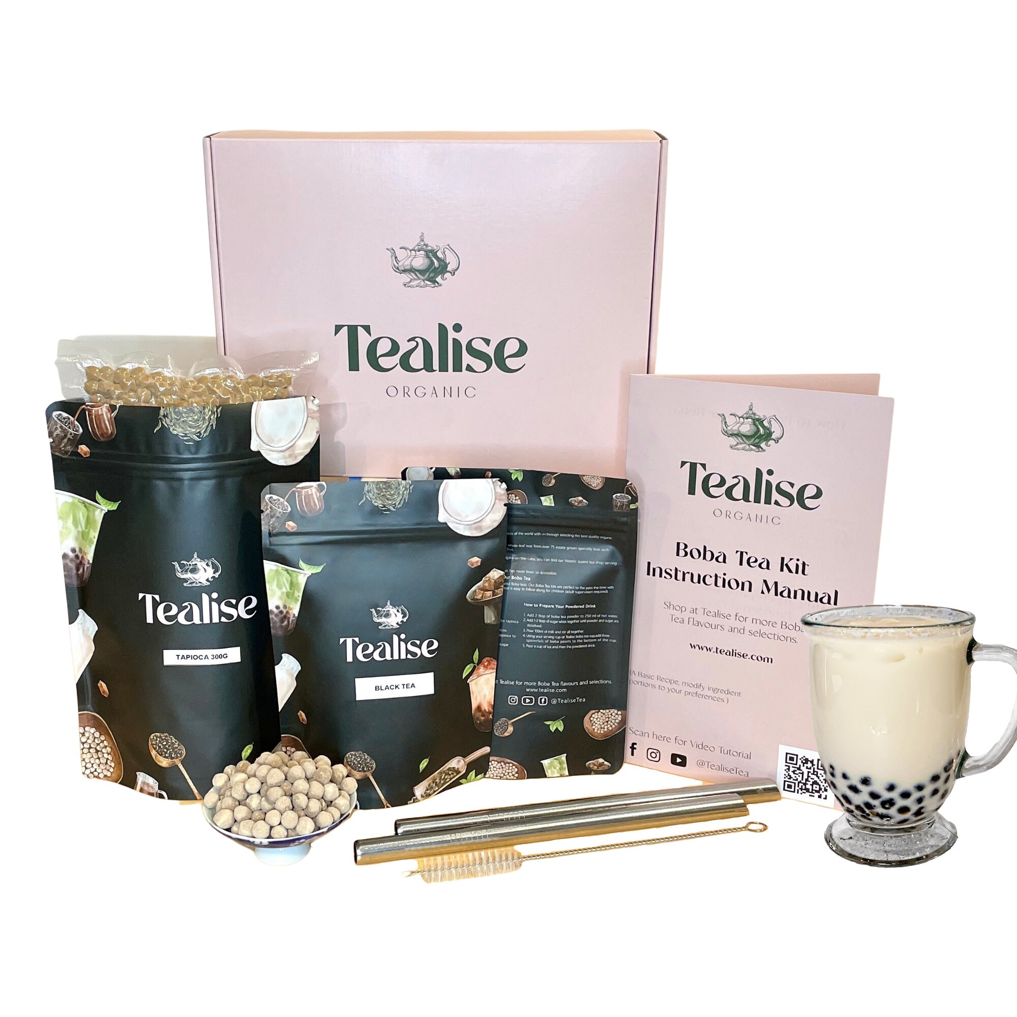 Tealise Boba Tea Kit Tea Boba Jumbo Straws Tapioca Gift Set Etsy Canada