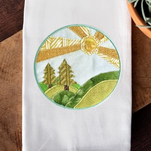 raw edge applique nature hills, 5in,6in,7in hoop, machine embroidery, INSTANT DOWNLOAD