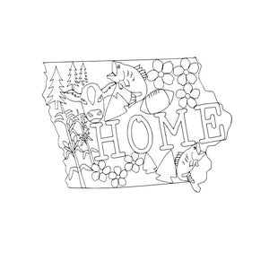 Iowa, Home Redwork, machine embroidery, 5x7 hoop