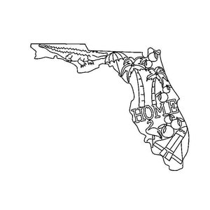 Florida, Redwork, machine embroidery, 5x7, 6x10, 7x10 hoop