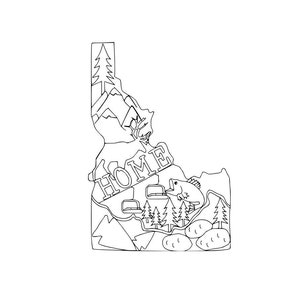 Idaho, Home Redwork, 5 x 7 hoepel, machineborduurwerk, INSTANT DOWNLOAD