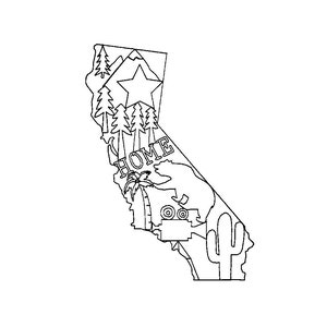 California Home Redwork, machine embroidery, 5x7 hoop, INSTANT DOWNLOAD, file formats pes, dst, jef, hus, exp, xxx, vip