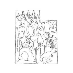 Utah, Home Redwork, machine embroidery design, 5x7 hoop, INSTANT DOWNLOAD, file formats pes, dst, jef, hus, exp, xxx, vip