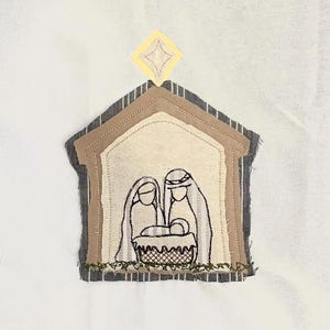raw edge applique nativity, Christmas applique, 5,7,9,11 inch hoop, machine embroidery, INSTANT DOWNLOAD