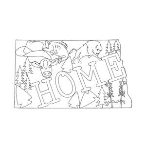 North Dakota, Home Redwork, machine embroidery, 5x7/6x10 in. hoop