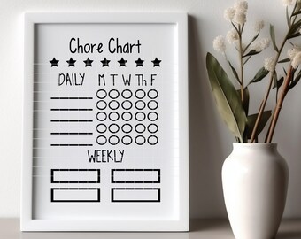 Simple Chore Chart SVG, PNG, Dxf and EPS cut file, Instant Download, Cricut and Silhouette