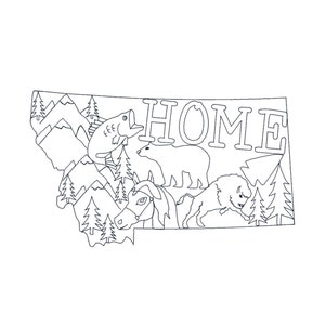 Montana, Home Redwork, machineborduurwerk, 5 x 7/6 x 10 hoepel, INSTANT DOWNLOAD