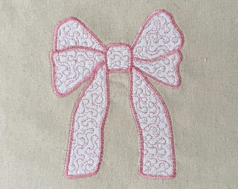 Quilted Bow, machine embroidery, 4,5,6,7,8,9,10 in. hoop