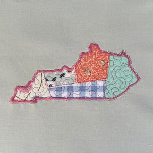 Quiltad Kentucky-applikation, 10, 15, 18, 19 cm ring, maskinbroderi, sicksackkant