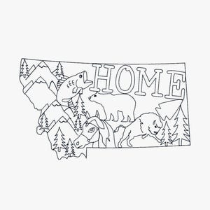 Montana, Home Redwork, machine embroidery, 5x7/6x10 inch hoop