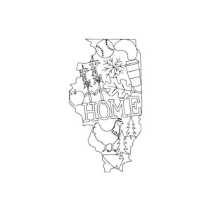 Illinois Home Redwork, machine embroidery, 5x7 in. hoop