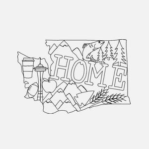 Washington, Home State Redwork, machine embroidery design, 5,6,7,8 inch hoop, INSTANT DOWNLOAD